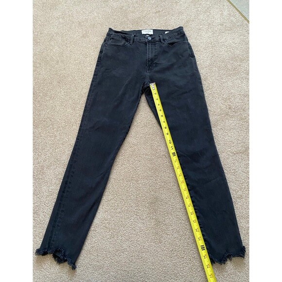 FRAME Le High Skinny Faded Black Scalloped Raw Hem Jeans Whittier Size 31 EUC - Picture 3 of 12